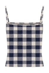 Marcie Sleeveless Knit Top - Navy Gingham